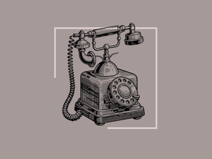 stregtegning af gammeldags telefon